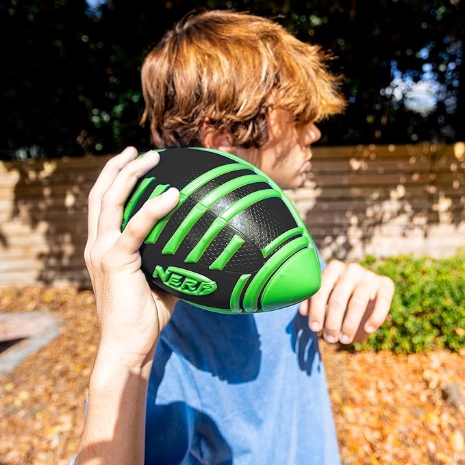 Nerf Weather Blitz Foam Football for All-Weather Play - Easy-to-Hold Grips – Great for Indoor and Outdoor Games - Green