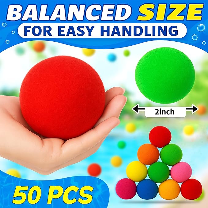 Reusable Water Balls for Kids, 50 PCS Soft Splash Balls Summer Outdoor Toys, Water Balloon Game for Pool Beach Party, Safe Water Fight Toys Fun Activities Yard Games