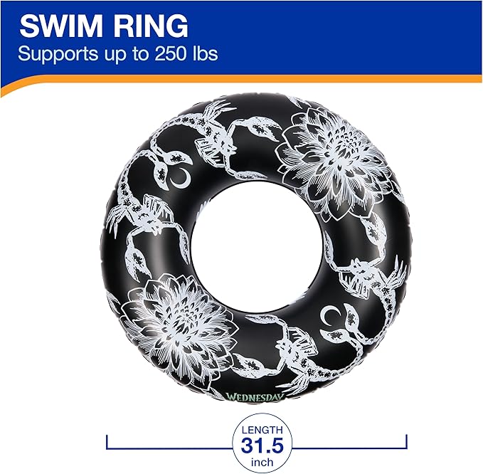 Swimways Wednesday Swim Tube Pool Float, Inflatable Pool Floats & Kids Pool Toys, Swimming Pool Accessories & Beach Essentials for Teens Aged 14 & Up