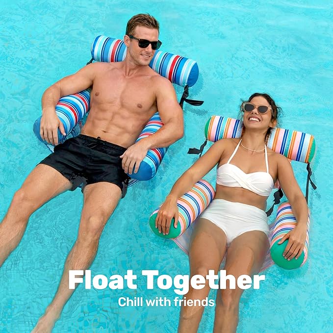 SLOOSH Inflatable Pool Floats Adult,2 Packs Floating Lounge Chairs,Blow up Pool Noodles for Adult Heavy Duty,Floating Chair for Party Summer Water Beach Lake Fun