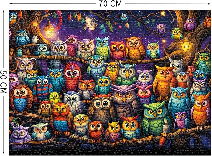 Owl Family Puzzles for Adults 1000 Pieces, Letters on Back, Impossible Hard Difficult Challenging, Precise Interlocking Pieces, Home Wall Decoration & Ideal Gift