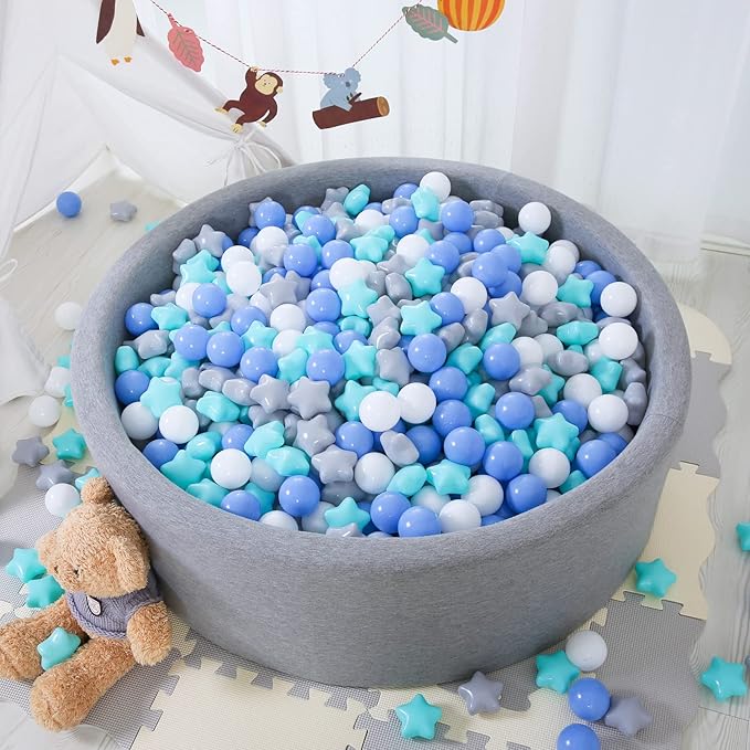 STARBOLO Star Ball Pit Balls for Toddlers - 200pcs Pastel Colors Phthalate Free BPA Free Non-Toxic Crush Proof Plastic Play Balls Play Tent Pool Playhouse Playpen Party Decoration