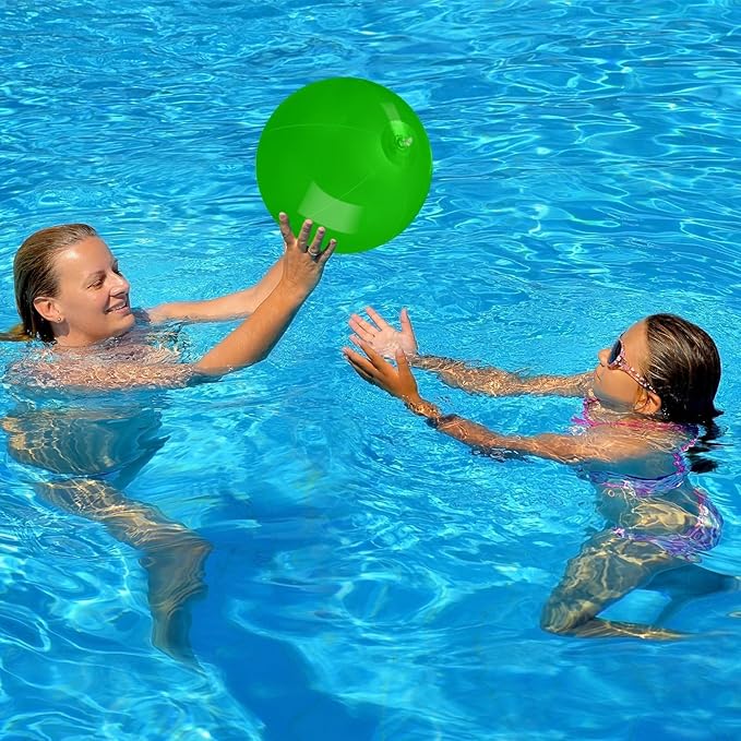 20 Pack Green Beach Ball - 12Inch Blow Up Beach Ball Party Supplies for Kids, Inflatable Floating Balls for Summer Pool Parties, Outdoor Activities & Birthday Decorations (Green)