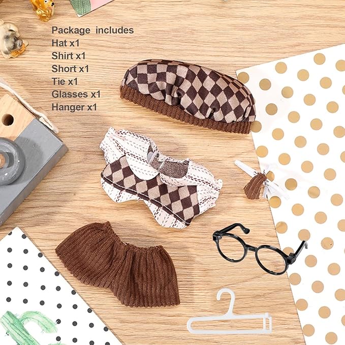 Ezcora Doll Clothes Set, Doll Outfits Pack for 15-17cm Dolls, Perfect for Play and Display, Accessories for Doll's Collectors (No Dolls) (Vintage)