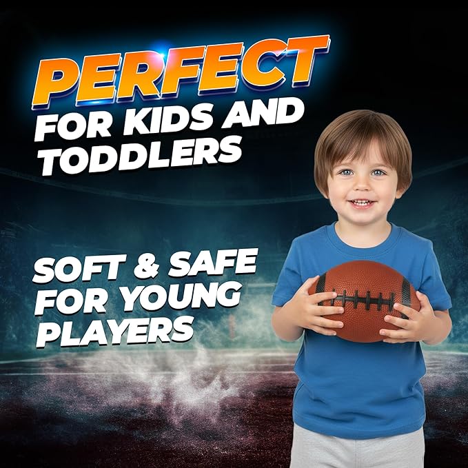 6-Inch Mini Footballs for Kids (Pack of 5) - Inflatable PVC Football Toys for Boys & Girls w/Hand Pump, Easy to Grip Small Sports Balls for Backyard, Recess, Party Favor, Indoor/Outdoor