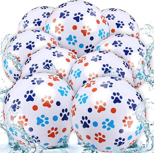 12 Pack Blue Dog Paw Beach Ball 8.5 in Inflatable Beach Balls Bulk for Kids & Adults Cartoon Swimming Pool Toys Pool Party Favors for Birthday Summer Outdoor
