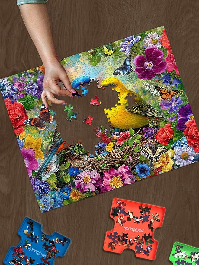 Springbok Spring Birds Serenade 500 Piece Jigsaw Puzzle for Adults - Poster Now Included - Colorful Bird Puzzle - Unique Cut Pieces - Made in USA
