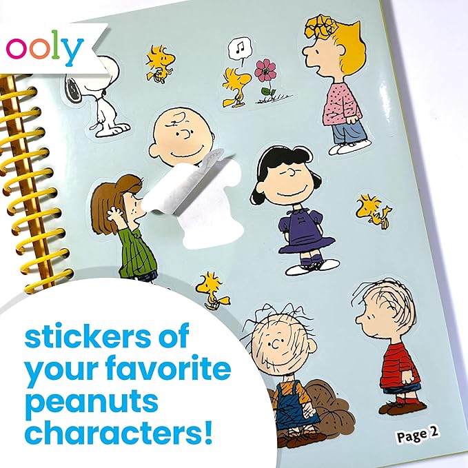 Ooly X Peanuts 60 PC Coloring Activity & Sticker Book in a Travel Box, 8 Washable Markers, 8 Jumbo Crayons, 40 Drawing Sheets & More