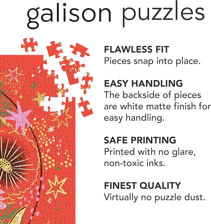 Galison Flower Gazing – 500 Piece Foil Jigsaw Puzzle Featuring Beautiful Artwork of Intergalactic World of Blooms Inside A Crystal Ball