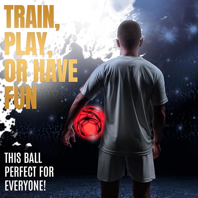 Rechargeable LED Soccer Ball – Stays Lit 45+ Min, No Batteries Needed – Size 4 & Size 5 – Durable Glow in The Dark Soccer Ball – Soccer Gifts for Boys & Girls Ages 8-15 – Extra Bright