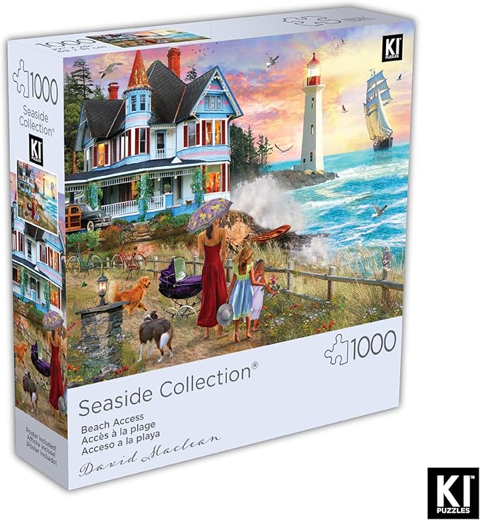 1000 Piece Puzzle for Adults David Maclean Picking Wildflowers Lighthouse Colorful Jigsaw 27x20