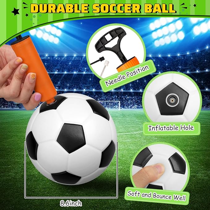 Soccer Goal Set with 3 Ball Pump for Toddler Kid, Portable Goals Training Equipment for Garden Indoor Outdoor Backyard, Birthday Gift for Boy Girl Sports Toy Family Game 23" W×18" H×12" D