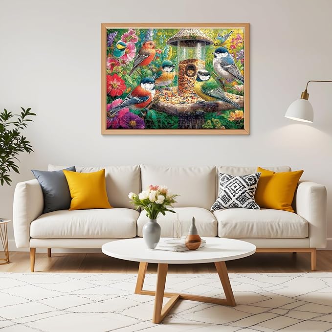 500 Piece Puzzle for Adults, Colorful Birds Jigsaw Puzzle, Hummingbird Feed Flower Jigsaw Puzzle 500 Pieces, Recycled Cardboard Animals Puzzles, Challenging Game Gift for Adults Seniors, 20.5 x 15 in