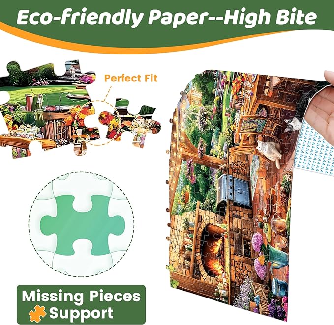 300 Pieces Puzzles for Adults | Manor Cat Jigsaw Puzzles 300 Piece for Children Adults Seniors | Sturdy,Safe Large Piece Puzzle | Engaging & Educational Toys Great Gift for Boys Girls 20.5 x 15 in