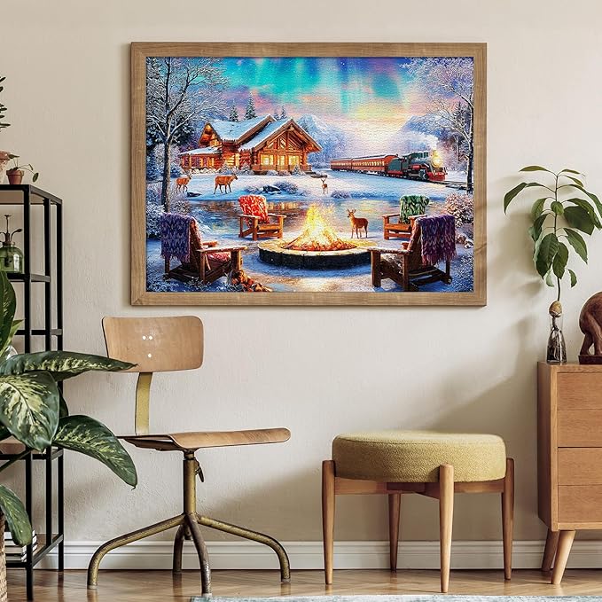 Aurora Over Snowscape Puzzles for Adults 1000 Pieces, Impossible Hard Difficult Challenging Jigsaw Puzzle 1000 Pieces, Christmas Birthday Gifts Home Decor for Adults/Friends/Family