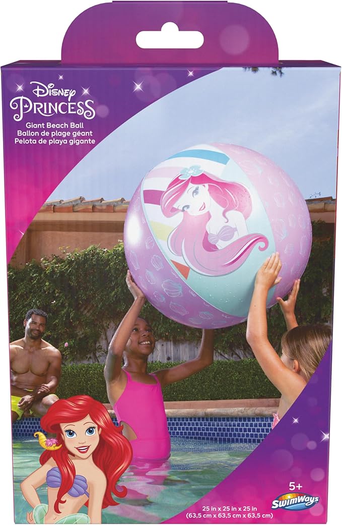 Swimways Disney Princess Ariel Giant Beach Ball, Kids Beach Toys & Pool Accessories, Little Mermaid Toys for Kids Aged 5 & Up