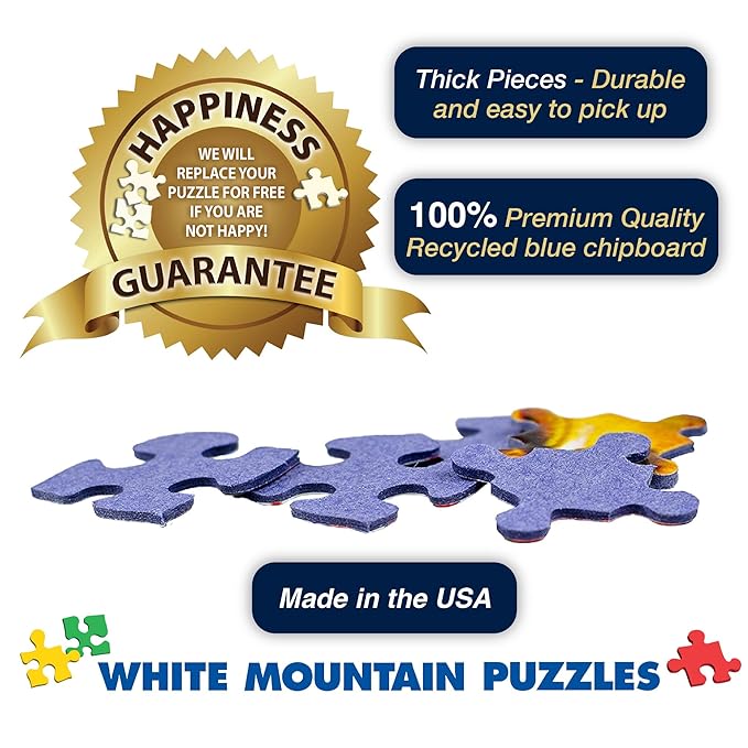 White Mountain 500 Piece Jigsaw Puzzle Summer Sailboat Ocean Puzzles with Large Pieces Gift for Adults and Seniors 18"x24" - Lighthouse Beach