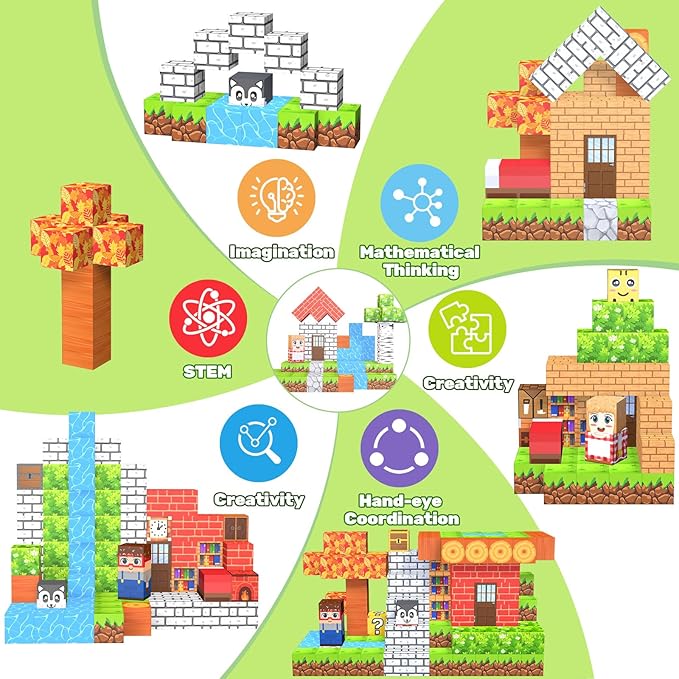 200PCS Magnetic Blocks,Magnetic Building Blocks Stacking Toys,Magnet Toys Building World Set, STEM Sensory Christmas Birthday Gift for Toddlers Boys Kids Age 3 4 5 6 7 8,Upgrade 1" Large Size