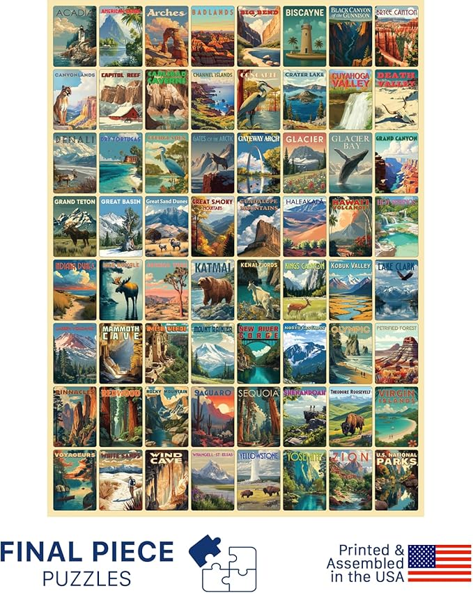 National Parks (#9) – 1000 Piece Jigsaw Puzzle for Adults | Premium European Blue Board | Satin Low-Glare Finish | Ribbon Cut | Bonus Poster | Display-Worthy Box | Printed in USA | Final Piece Puzzles