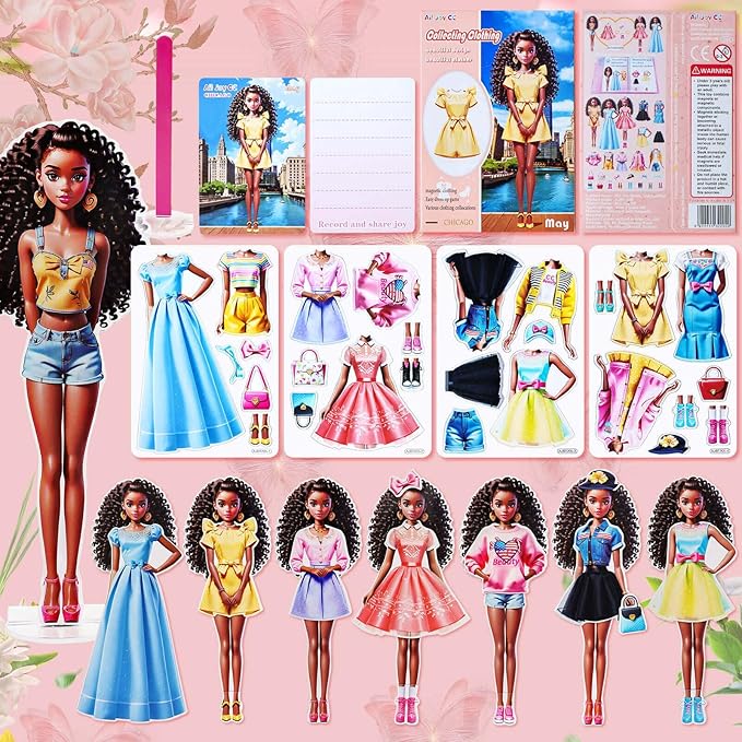 PainZieteg Magnetic Dress Up Dolls, Magnetic Princess Dress Up Paper Dolls, Magnetic Dress Up Dolls for Girls Ages 4-10 Learning Created Imagine Set Birthday Gift (May)