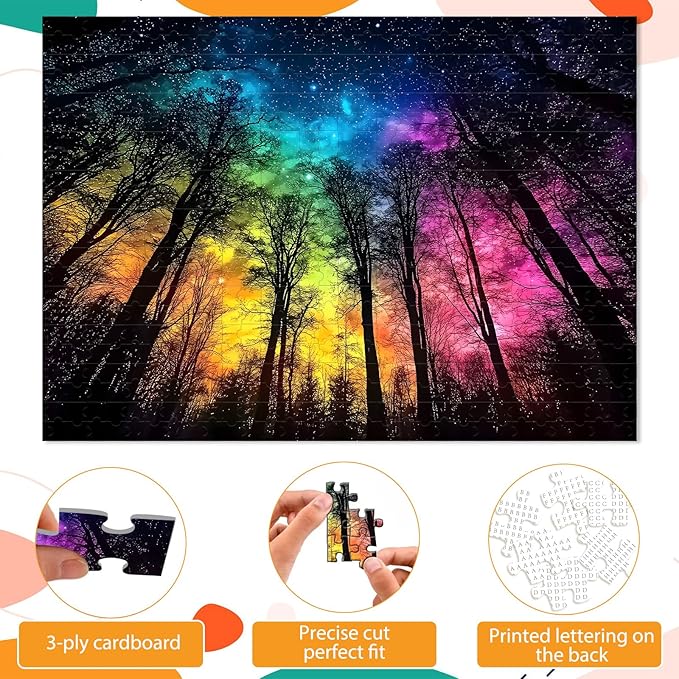1000 Piece Rainbow Sky Jigsaw Puzzle for Adults, Forest Trees Puzzles for Adults 1000 Pieces, Challenging Puzzle for Friends Family Activity Game Nights, Finished Size 27.6" x 19.7"