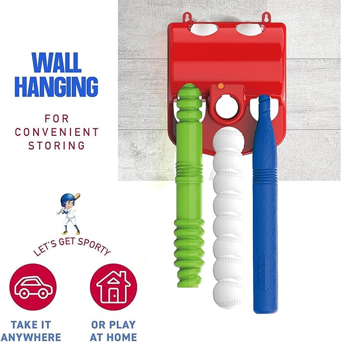Play22 T Ball Set for Toddlers - Tball Set for Kids 3-5, 8 Large Balls, 23" Batting Tee - Kids Baseball Bat Tee - Wiffle Ball, Toddler Outdoor Toys Play Equipment, Gifts for 4 Year Old Boys and Girls