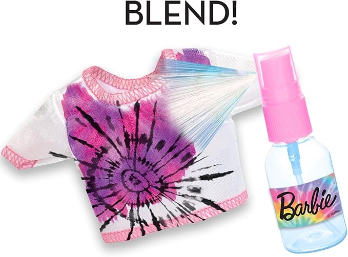 Tara Toys Barbie Tie-Dye Fashion Designer Kit – DIY Design Set for Girls with Dresses, Markers, Stickers & Tools – Create Real Barbie Outfits, Craft Activity for Kids Ages 6+