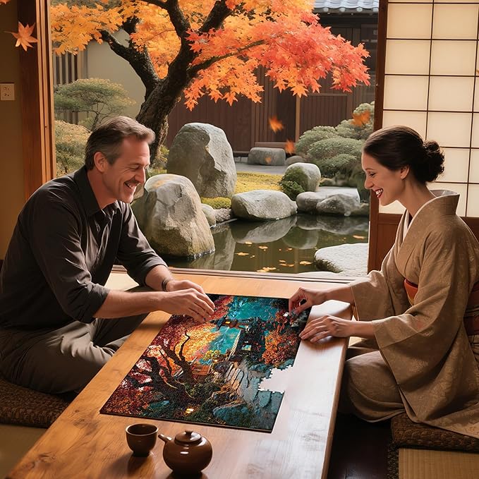 Puzzles for Adults 1000 Pieces, Japanese Fall Kyoto Landscape, Lake Nature 1000 Piece Puzzle for Adults Seniors, Jigsaw Puzzles 1000 Pieces with Letters on Back, Gifts & Decor, 1:1 Poster
