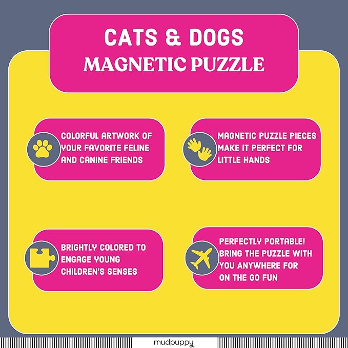 Mudpuppy Cats & Dogs - Tri Fold Magnetic Puzzles Featuring Two 20 Piece Cat and Dog Themed Artwork