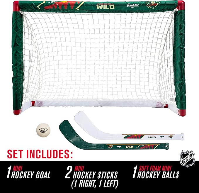 Franklin Sports NHL Mini Hockey Set - Kids Indoor Knee Hockey Goal, Ball, + 2 Stick Combo - Youth Team Indoor Toy Set - Official - Ages 3+