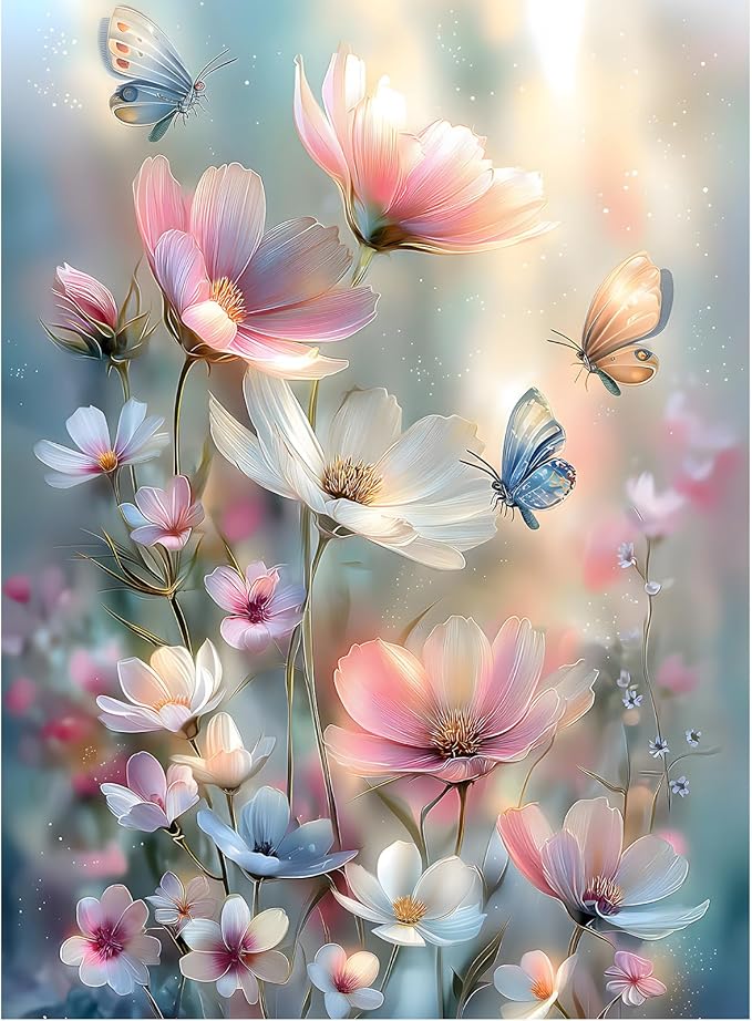 Puzzles for Adults 500 Pieces, Flowers Jigsaw Puzzles - Butterfly Blossoms, Impossible Flowers Butterfly Puzzle for Seniors Families, 20.47x14.96 Inches, 1:1 Poster, Letter On The Back