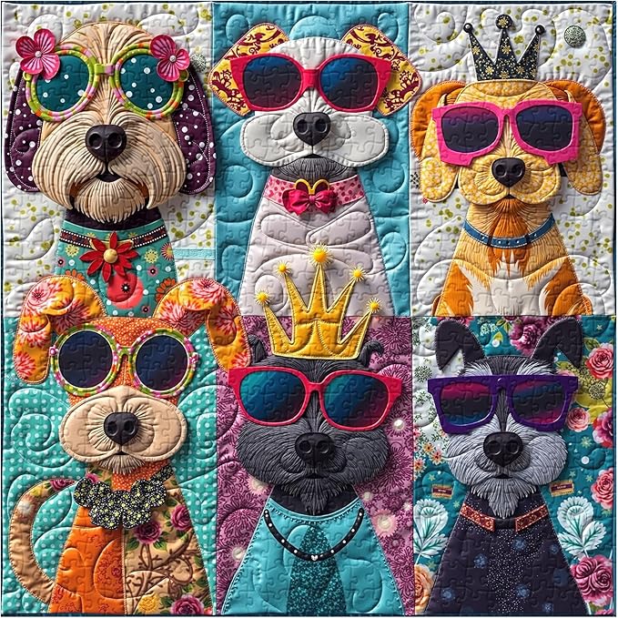 Funny Dogs Puzzles for Adults 1000 Pieces, Colorful Cute Puppy Portrait Jigsaw Puzzle, Whimsical Animal Art Puzzle