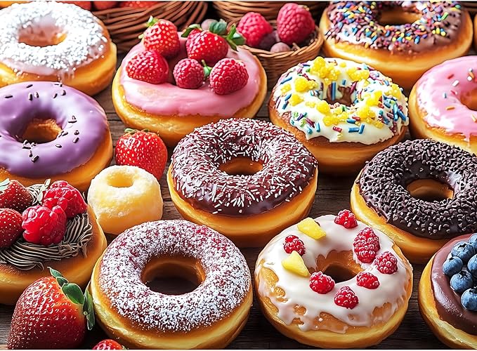 500 Piece Puzzle for Adults, Donut Jigsaw Puzzles, Youths Favorite Foods Puzzles 500 Pieces, Birthday and Barious Holiday Party for Family Adults, Funny Puzzle, 20.5x15 in