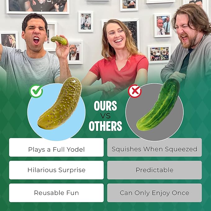 DR DINGUS Yodeling Pickle (1 Pickle - 5 Inch) Sings Dill-lightful Musical Yodel Song - Hilarious Laughs - Singing Novelty Gag Gift for Friends Family Coworkers Office Students Classroom