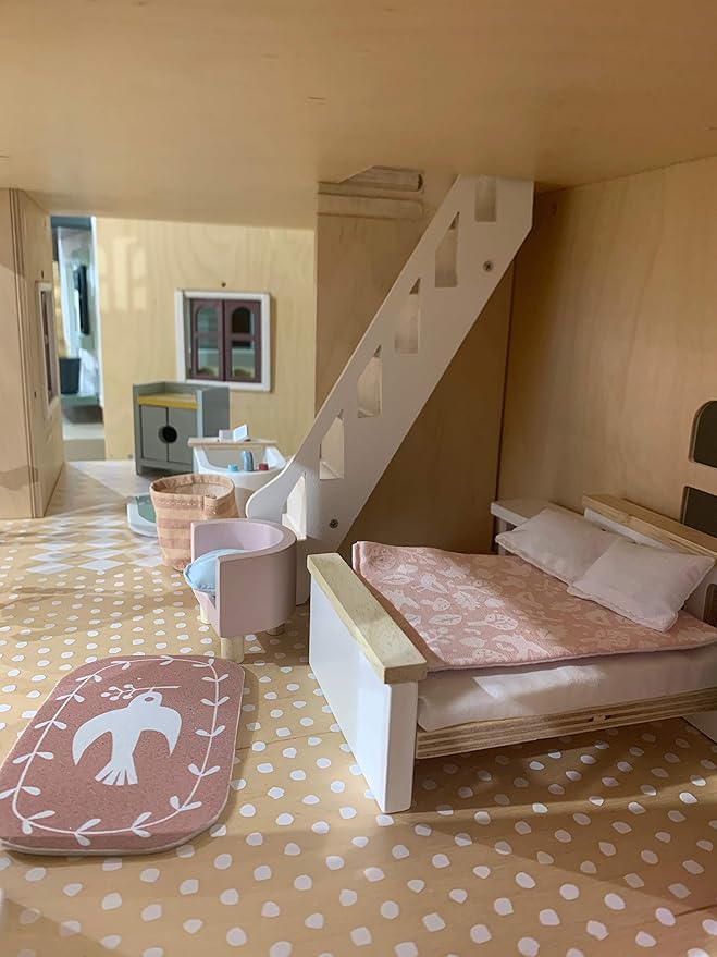 Tender Leaf Toys - Dovetail Dollhouse Accessories - Detailed Ultra Stylish Wooden Furniture Sets and Room Decor - Encourage Creative and Imaginative Fun Play for Children 3+ (Dovetail Bedroom Set)