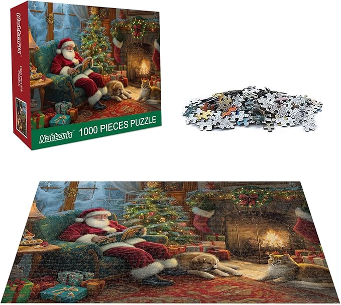 Nattork Jigsaw Puzzle 1000 Pieces for Adults, Christmas House,Challenging Adult Puzzles for Christmas Decor & Gift