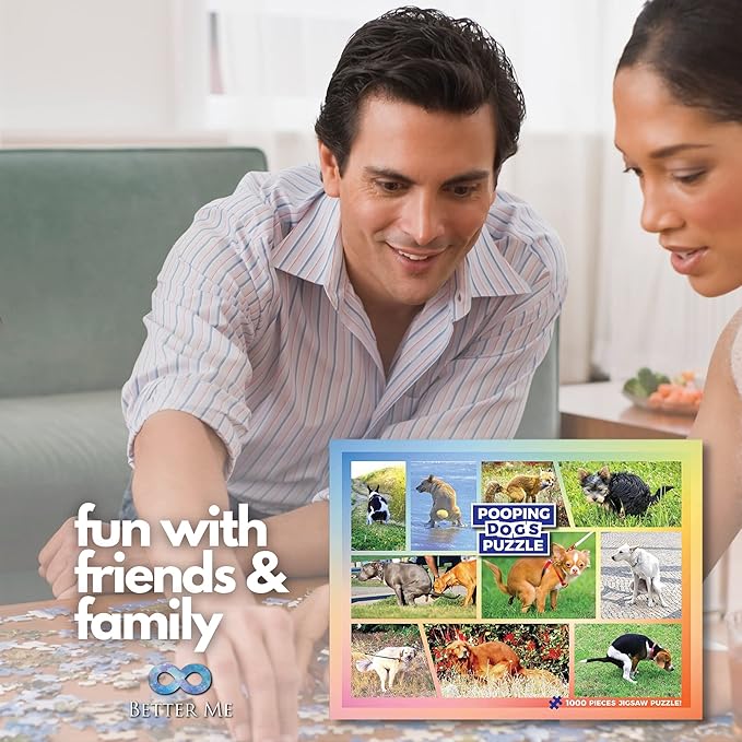 Pooping Dogs 1000-Piece Puzzle for Adults - Funny Pooping Puppies Jigsaw Puzzle Gag Gift for Dog Lovers & Puppy Owners (1000 Pieces)