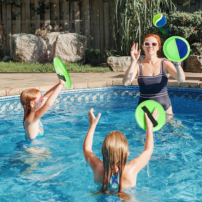 Shemira Ball Catch Game, Toss and Catch Ball Set,Beach Pool Yard Outdoor Toys Games for Kids Ages 4-8-12, Lawn Beach Camping Outdoor Games, Easter Birthday Summer Gifts for Kids, 4 Paddles 4 Balls