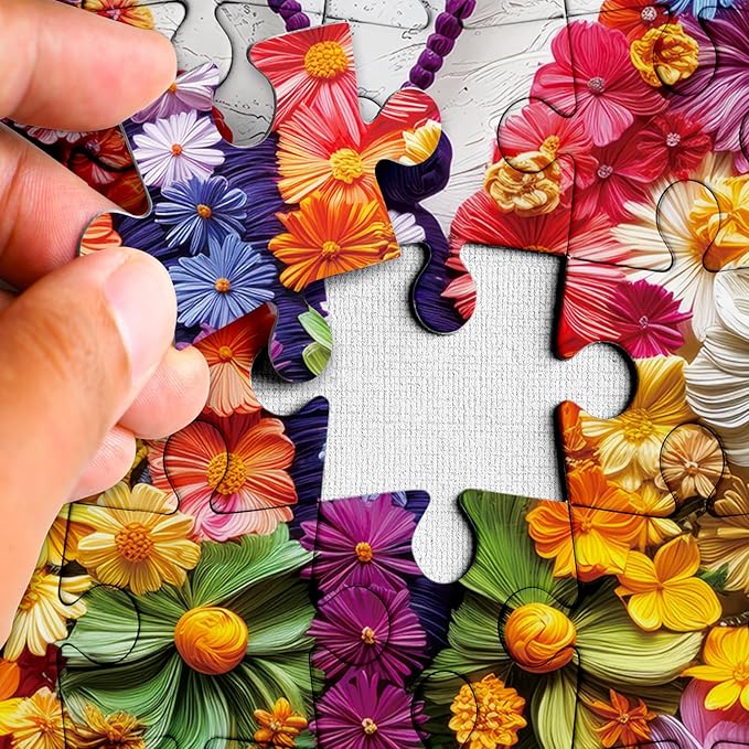 Colorful Butterfly Wings Puzzles for Adults 1000 Pieces, Aesthetic Pretty Flower Plant Jigsaw Puzzle, Art Challenging Floral Wildflower Pages Embroidery Puzzle