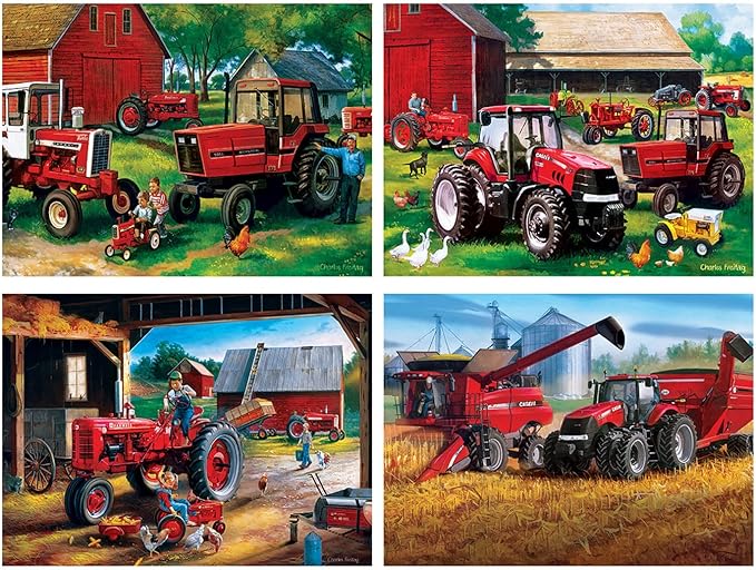 MasterPieces 2000 Piece Jigsaw Puzzle for Adult, Family, Or Youth - Farmall 4-Pack 14" X 19" - Family Owned American Puzzle Company