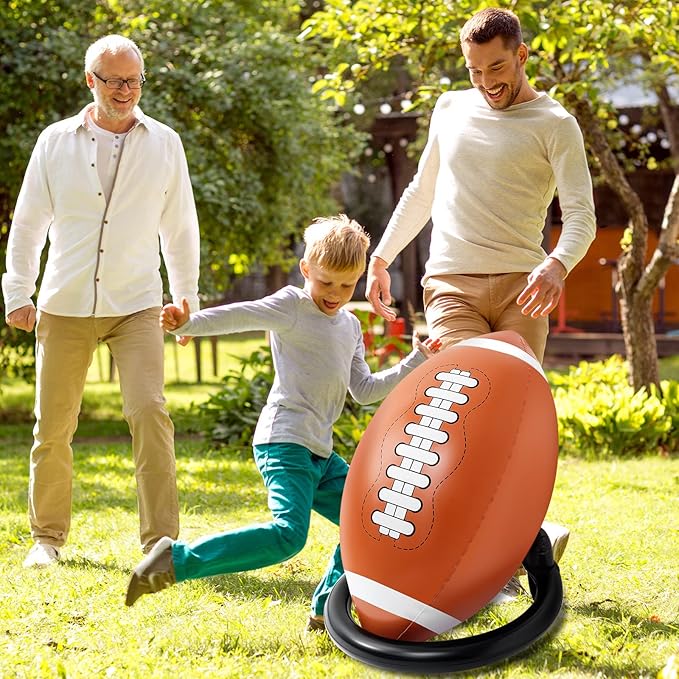 Deekin 40" Giant Jumbo Inflatable Football with Tee Set - Blow up Football Toy for Game Day Tailgate, Outdoor Games, Sport Theme Party & Birthday Supplies, Fun for Kids and Adults