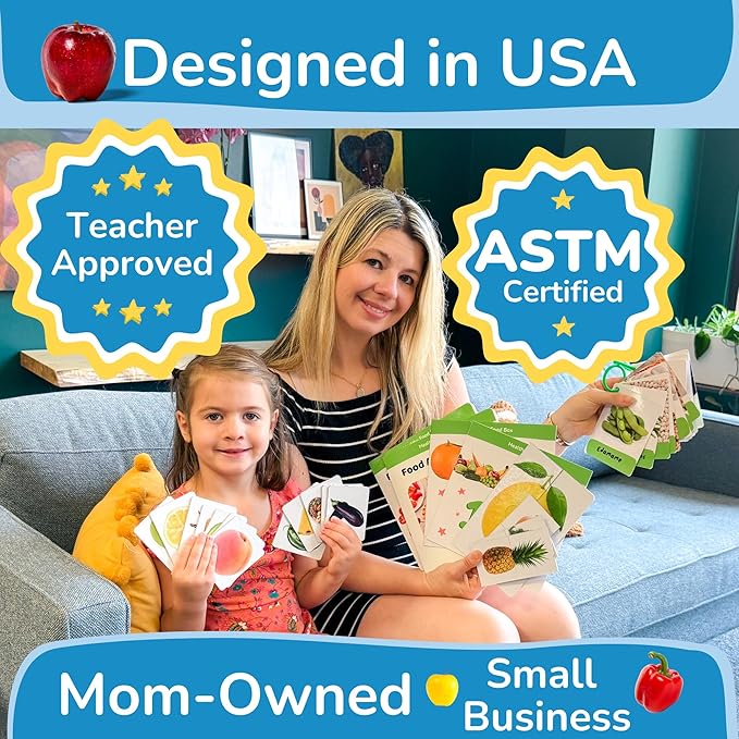 TOYVENTIVE Preschool Learning Activities, Montessori Toys for 1 Year Old, Toddler Toys 1-2, Learning Toys for 1 Year Old, Learning Toys for 2 Year Olds, Educational Flashcards, Food Toy Play Kit