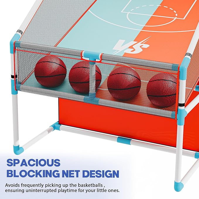 2-Player Arcade Basketball Game Set,Upgraded Indoor Hoop with LED Light Electronic Scoreboard 4 Balls,Carnival Games Sports Toys Kids 3-10 for Home Party Backyard Outdoor Boys Girls Toddlers Gifts
