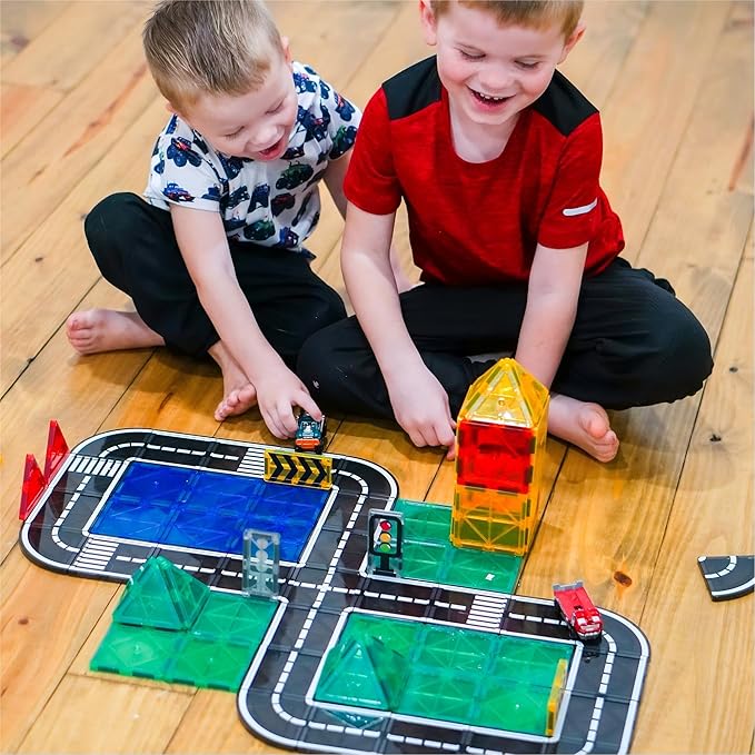Magnetic Tiles Road Expansion Pack, STEM Magnet Building Blocks for Toddler Kids Toys, Montessori Educational Toys for 3+ Year Old Boys & Girls, Creative Toy Gifts for Kids