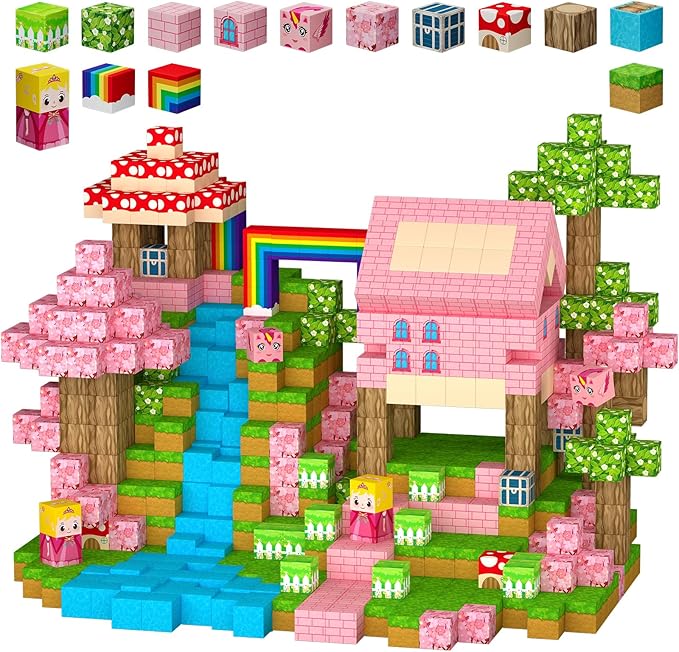 100PCS Magnetic Blocks - Princess Castle Building Toys Montessori Sensory Toys Birthday GIFS for Girls 3 4 5 6 7 8 9 10+ Years Old, Creative Magnets Games for Toddler Kids