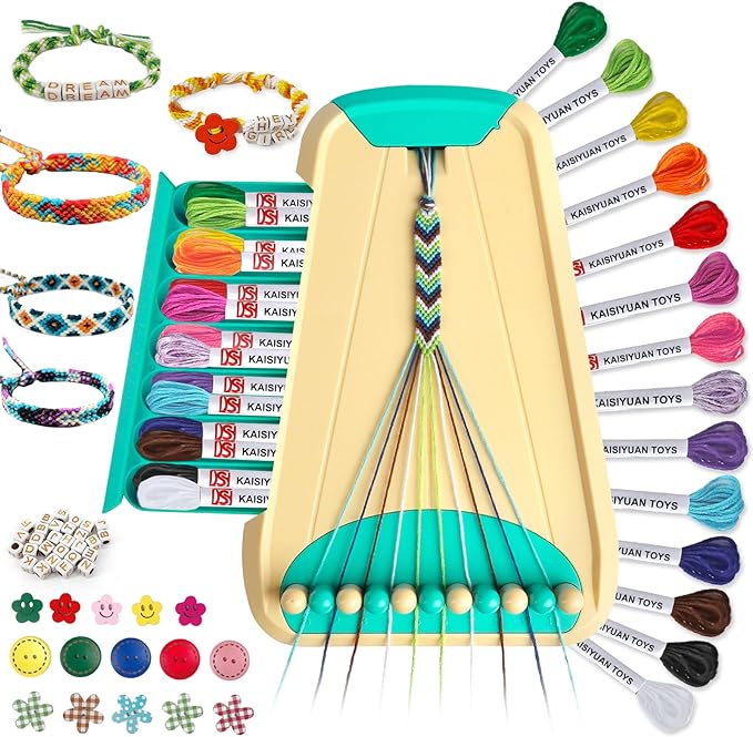 Friendship Bracelet Making Kit for Girls Ages 8-12, Kids Jewelry Making Kit with 28 Pre-Cut Threads and Letter Beads, Arts and Crafts for Kids, Birthday Easter Gifts for 6 7 8 9 10 11 12 Year Old