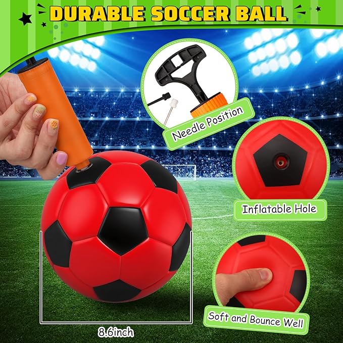 Soccer Goal Set with 3 Ball Pump for Toddler Kid, Portable Goals Training Equipment for Garden Indoor Outdoor Backyard, Birthday Gift for Boy Girl Sports Toy Family Game 23" W×18" H×12" D