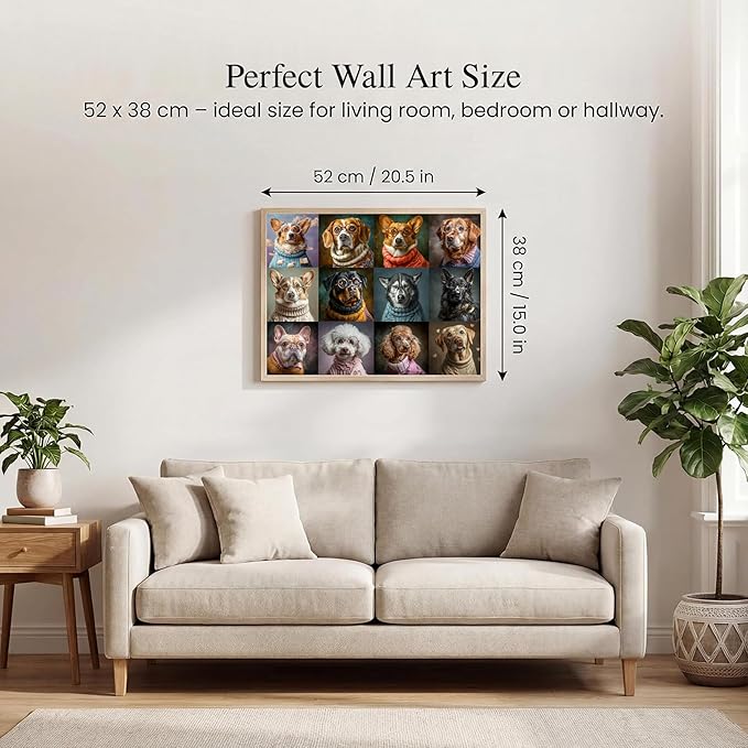 500 Piece Jigsaw Puzzle for Adults - Cute Dogs in Sweaters Folk Art Pet Portrait - Colorful Knit Style 20.5x15 in with Reference Poster - Unique Dog Lover Wall Art Gift