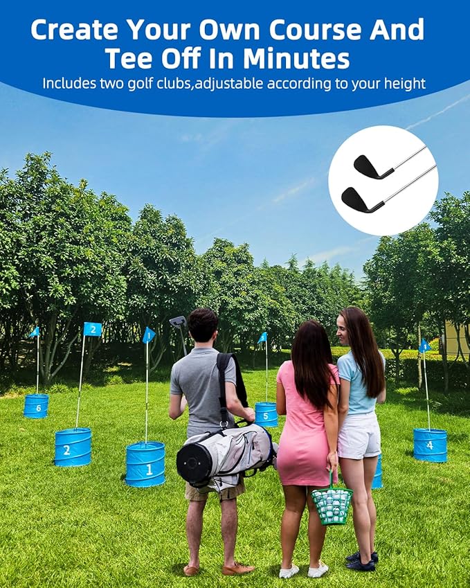 Golf Game with 2 Clubs,Practice Golfgame with 9 Buckets, Gift GolfOutdoor for Family and Adults,Holes Outdoor Game for Lawn,Yard