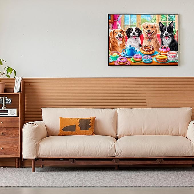 500 Pieces Puzzle for Adults,Cute Dogs Puzzle,Recycled Cardboard Donuts Animals Jigsaw Puzzles 500 Pieces,Challenging Game Home Decor Birthday Party Gift Toy for Adults Seniors 20.5 * 15 in